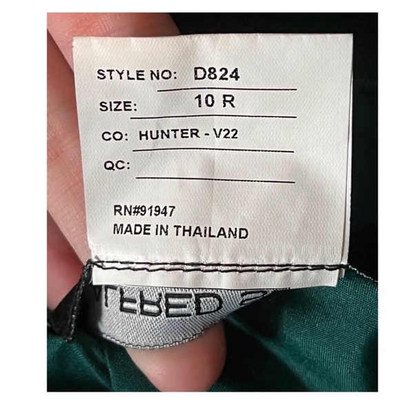 Alfred Sung dress D824 Jewel neck bowed open back trumpet green size 10 - Picture 8 of 8